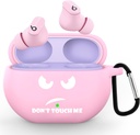 CACOE Silicone Case Cover för Beats Studio Buds/Beats Studio Buds + 2023,Protective Skin Beats Studio Buds Cases Shockproof Cute Funny Print Tillbehör med Keychain(Pink)