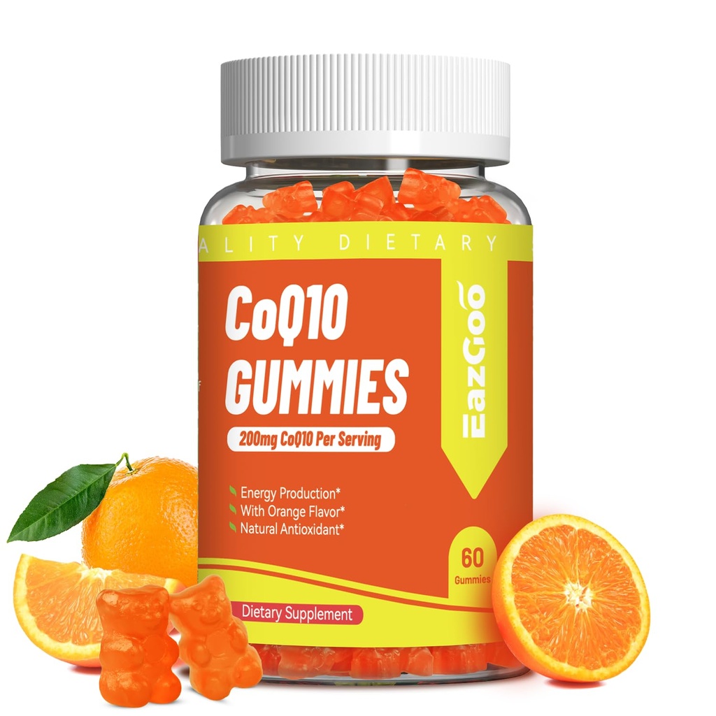CoQ10 Gummies 200mg, Vegan Supplement for Energy Production, non-GMO, Gluteeniton (60 Gummie)
