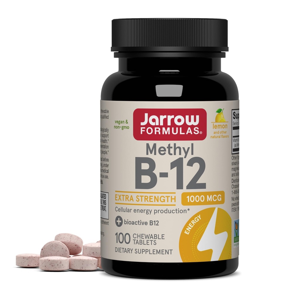 Jarow Formula ekstra vahvuus Metyyli B-12, Ruokavalio Supplement for Cellular Energy Production, 100 sitruuna-flavored purutabletteja, jopa 100 päivän toimitus