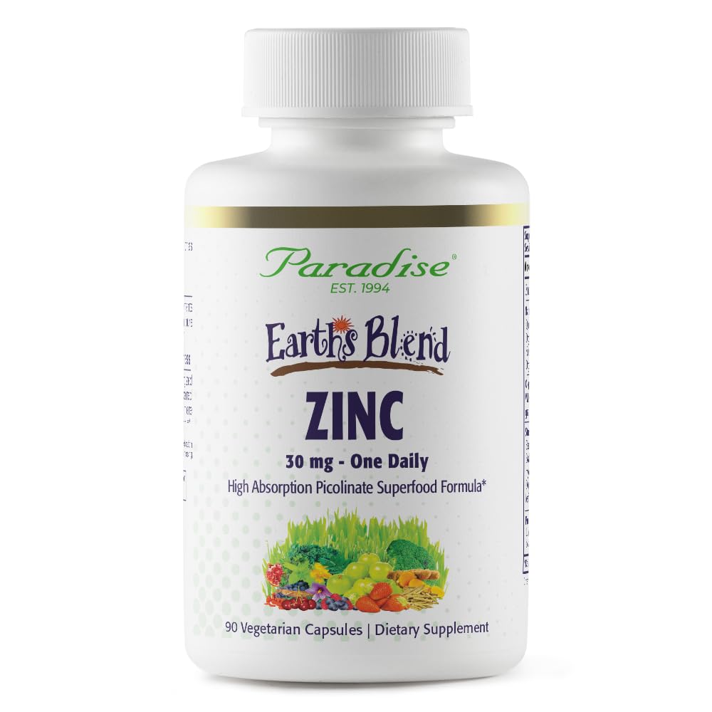 Paradise Yrtit Sinkki täydentää Picolinate ja Natures C, Immuuneja tukea, Super Potent, Ultra Pure, Gluteeniton, ei-GMO, Vegan, 30 mg, 90 kapselia