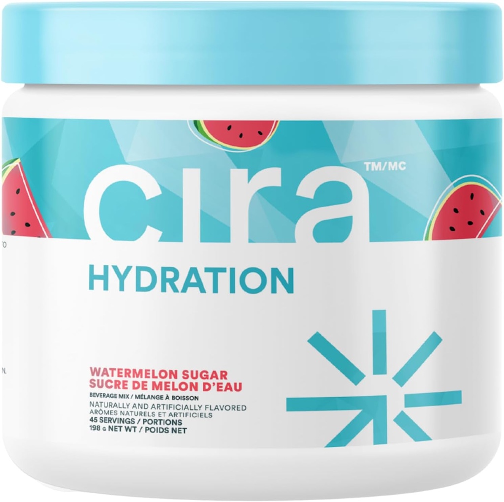 Cira Hydration Powder (45 tarjoilua) - Elektrolyytti Drink Mix Himalayan Salt for Dehydration Relief and Recovery - Vesimelonisokeri