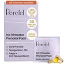 Perel 1st Trimester Prenatal Pack, monivitamiinia folaatti, D-vitamiini, Omega 3, rauta ja inkivääri, ravitsemustuki raskauden alkuvaiheessa, soija ja gluteeniton, ei-muuntogeenisiä valmisteita, 30 päivän pillereitä