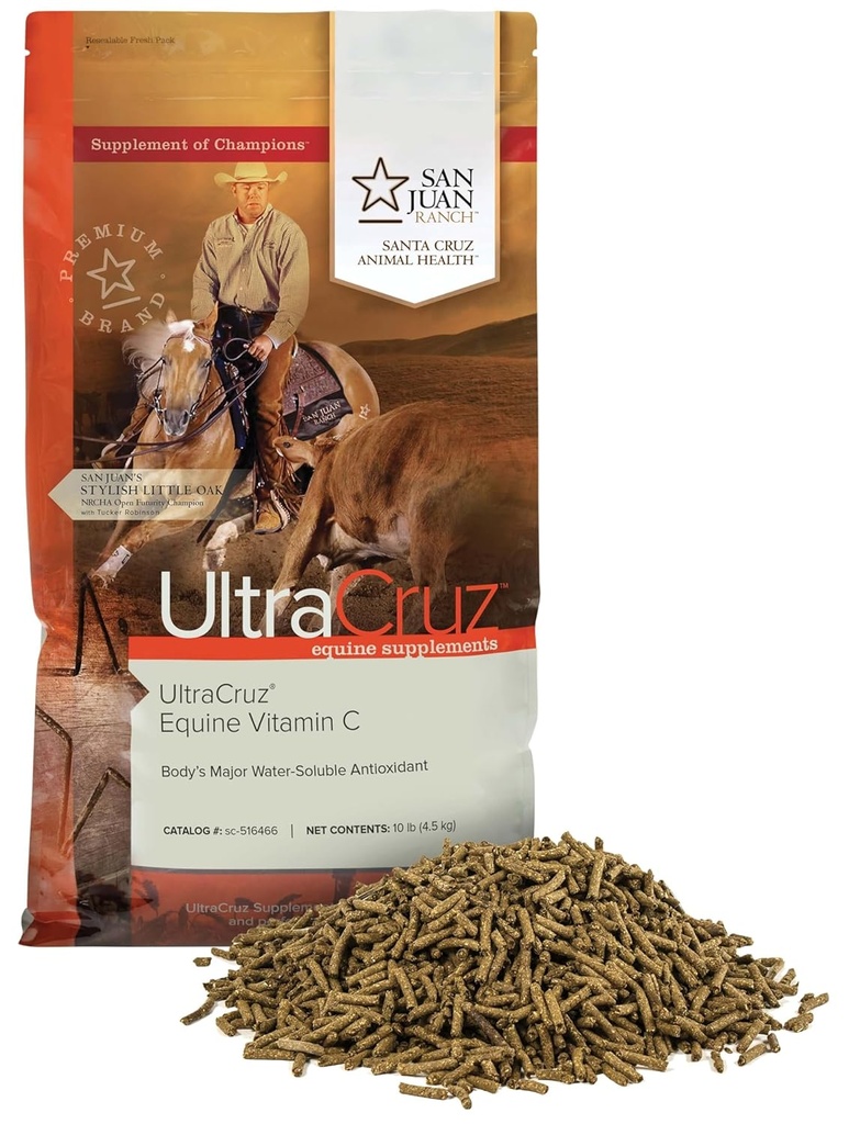 UltraCruz-516466 Equine Vitamin C (Ascorbic Acid) Supplement för hästar, 10 lb, Pellet (80 dagars leverans)