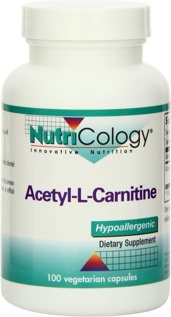Nutricology Acetyl-L-Carnitine 500 mg täydentää - Aineenvaihdunta ja energia tuki, ALC, vapaa muoto Aminohappo, kasvissyöjä kapselit - 100