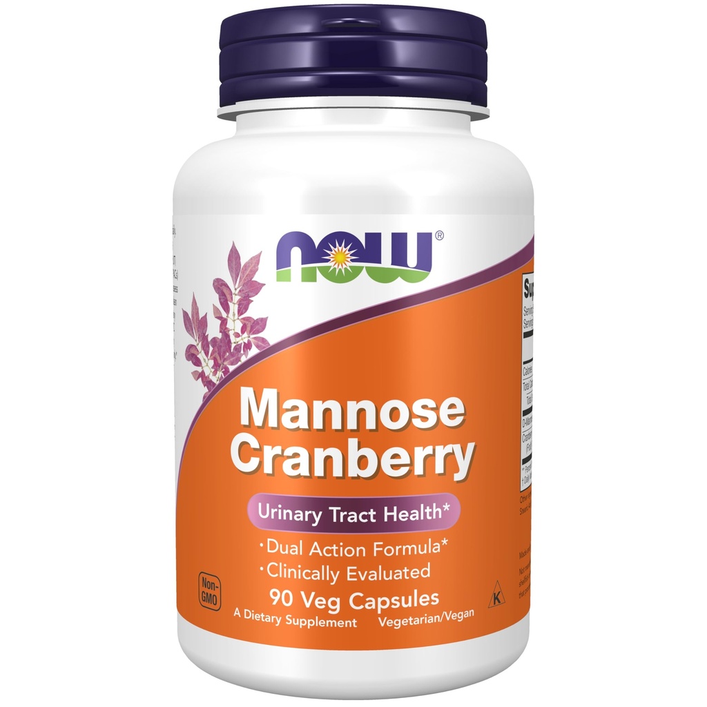 NOW Foods Supplements, Mannose Cranberry, Dual Action Formel*, kliniskt utvärderad, urinvägs hälsa *, 90 Veg Capsules