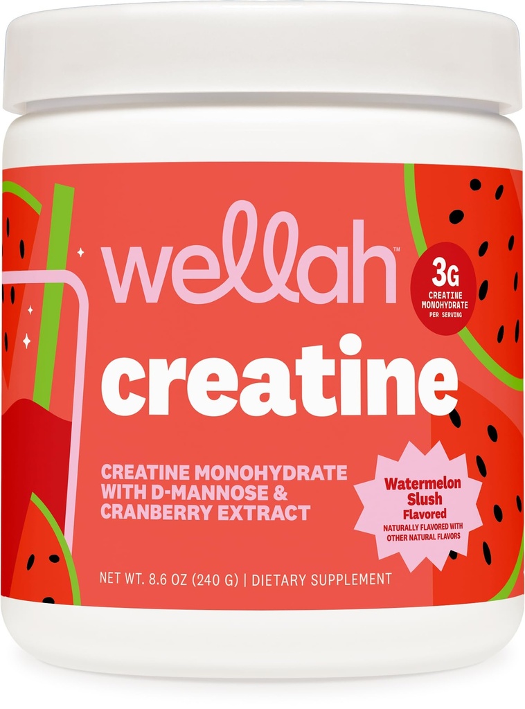 Wellah Creatiini naisille (50 tarjoilua, Watermelon Slush) - Creatiini Monohydraatti voide & karpalouute