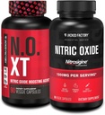 Jacked Factory N.O. XT Typpioksidi Supplement (90 kapselia) & Nitrosigine L-arginiini Typpioksidi Booster (90 kapselia) lihasten kasvuun, pumppuihin, Verisuonisto & energia
