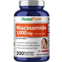 NusaPure Niacinamide 1000 mg 200 Kasviskapselit (ei-GMO, Vegan) Flush Free