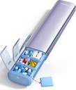 Vaydeer 7 Day Weekly Pill Organizer (Support 2 Times a Day), Metal Travel Pill Case, Large Capacity Daily Cute Pill Box för tillägg, piller, vitaminer och medicinering (Purple), 8.3 * 2.1 * 1,2 tum