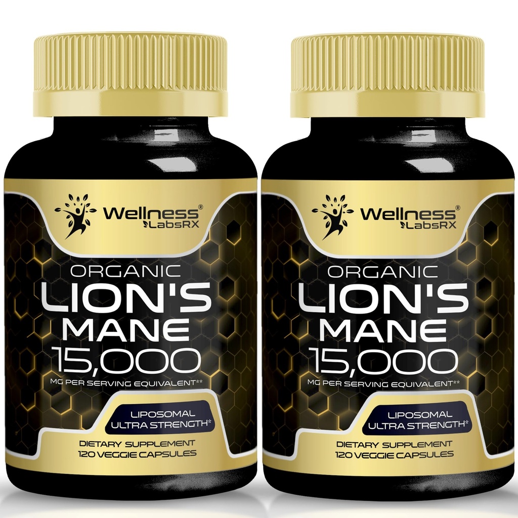 Lions Mane Supplement Kapselit - 120 Count - Sieni Supplement, Aivolisäkkeet muistia ja keskittyä, Leijonan Mane Sieni Kapselit - Kognitiivinen & Immuunituki, Focus Supplement - 2 Pack