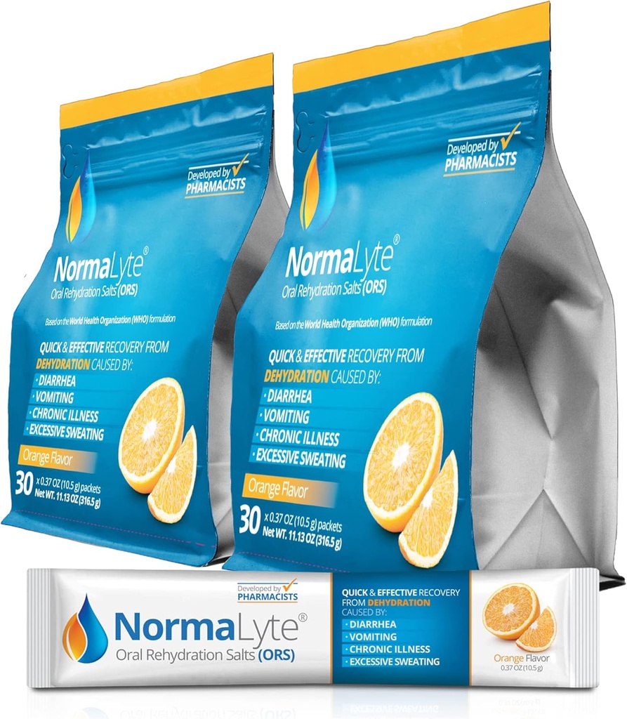 NormaLyte suun nesteytyssuolat-2 Pusseja - 60 tikkua (Yields 500ml / pakkaus)-Orange... Energialisät, kaliumlisä, nesteytys ja nopea imeytyminen
