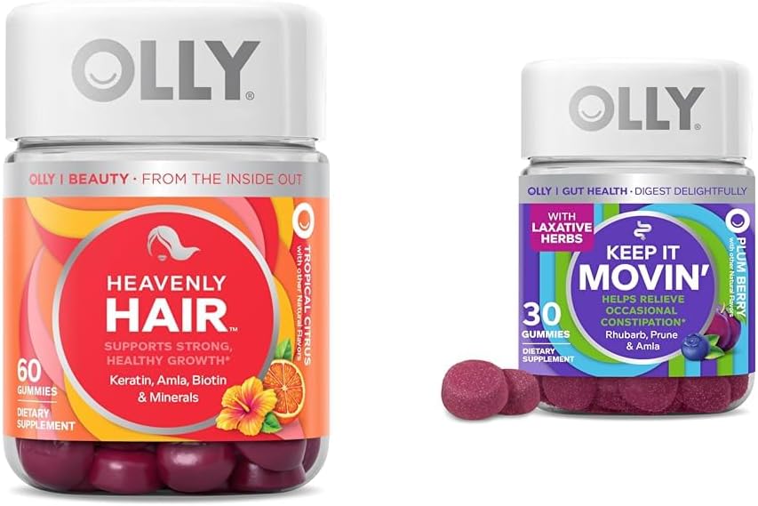 Olly Hair Gummies Keratin & Biotin ja Ummetus Relief Gumies Raparperi & Prunes - 60 + 30