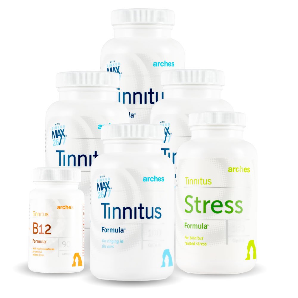 Arches Tinnitus Combo Pack - Nyt Ginkgo Max 26/7 - Natural Tinnitus Hoito helpotusta sormusten korvat - 6 pullot - 90 päivän toimitus
