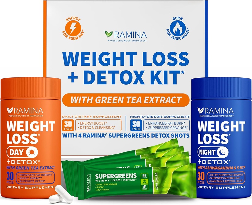 Lopullinen painonlaskupakkaus 30 päivää ja yöllä Detox Shots 