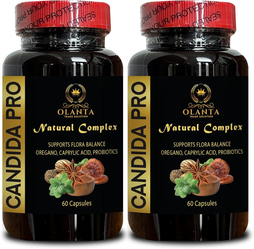 Candida Support Supplement - Luonnollinen ainesosat, kasviperäisten Wormwood Black Walnut Complex, Joint Support, Kattava Formula, Immuniteetti - 2 pullot 120 kapselia