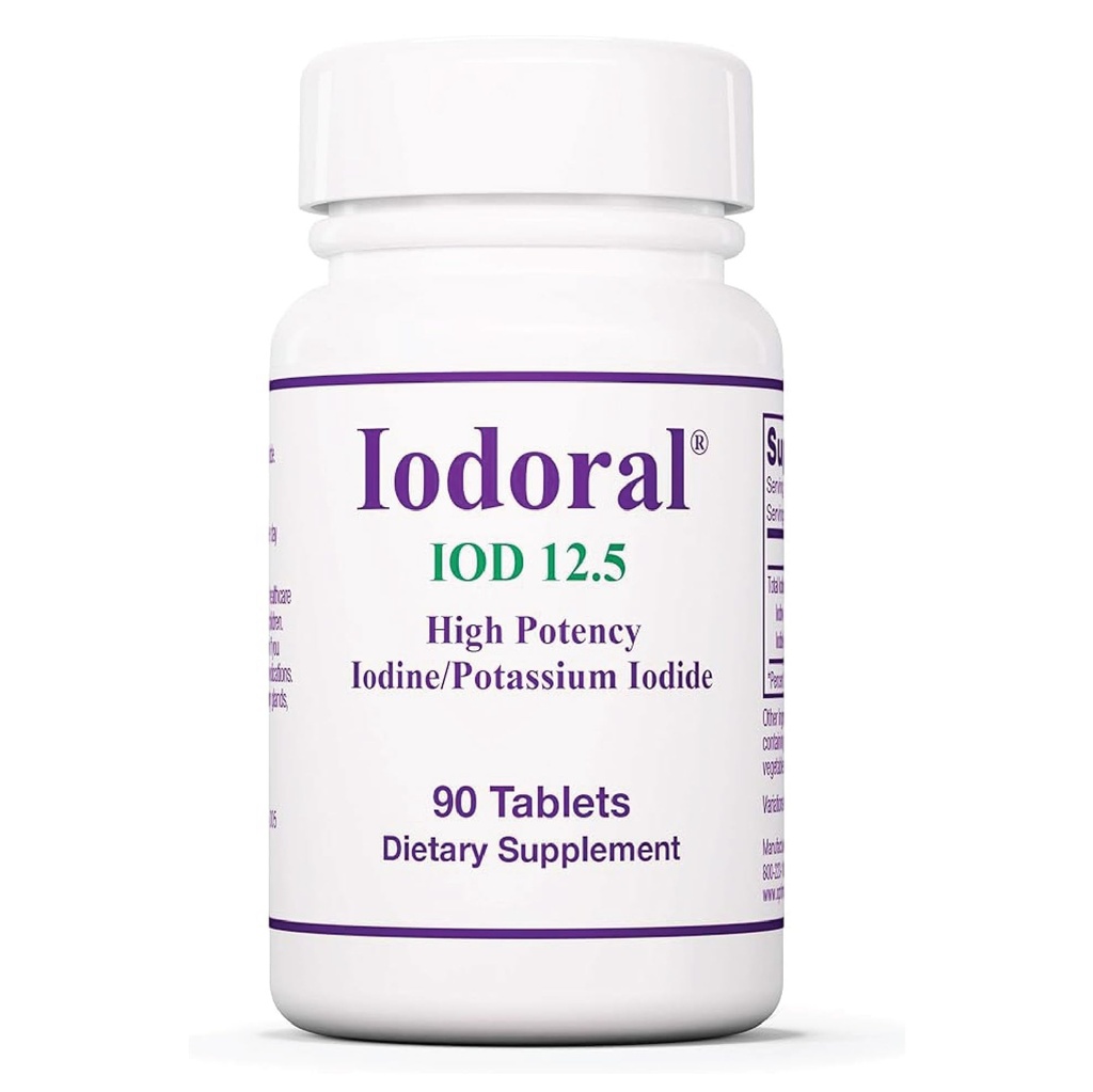 Optimox Iodoral 12, 5 mg täydennysosa - Jodisupplementti, naisten ja miesten kilpirauhasen tuki, lugol Solution pillereitä, kaliumjodide tabletteja, Daily Mineral Complex - 90