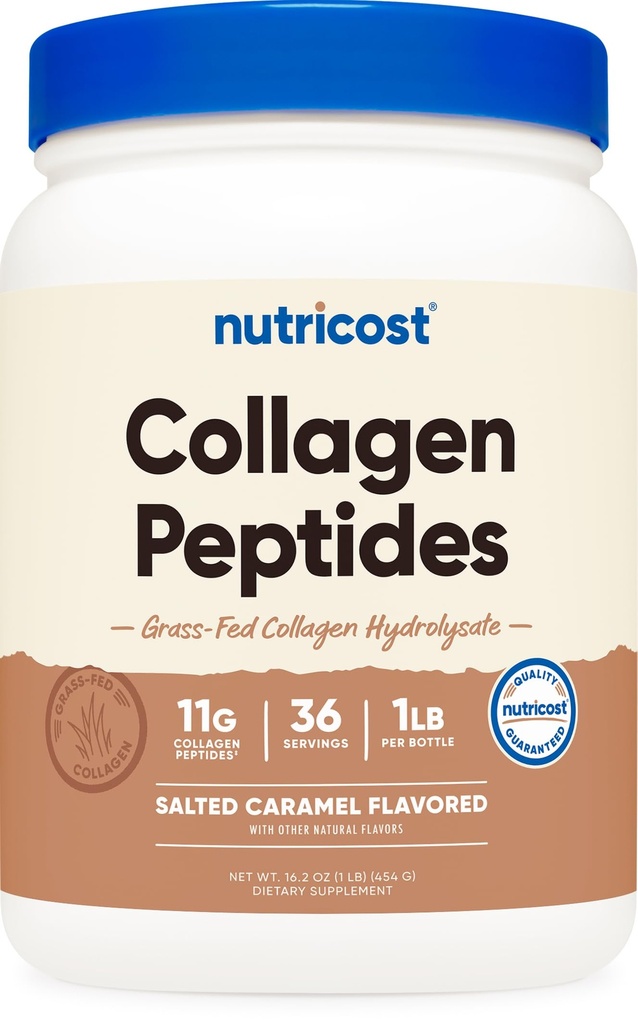 Nutricost Collagen Peptides Powder 1LB (454 G) (Salted Caramel) - Naudan kollageenihydrolysaatti