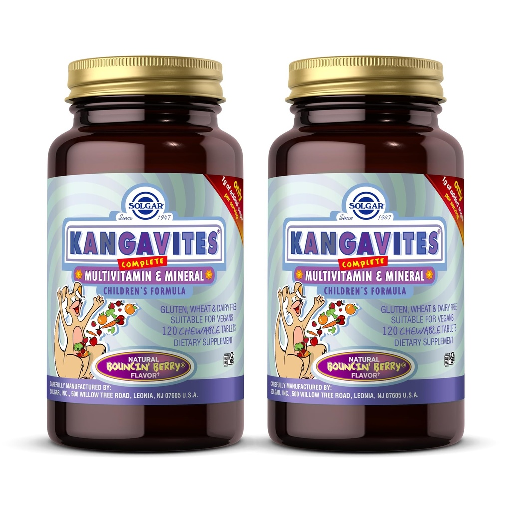 Solgar kengurut, Bouncin... Berry Flavor - 120 purutablettia, pakkaus 2 - Täydellinen monivitamiini- ja mineraalikaava lapsille - Vegaani, gluteeniton