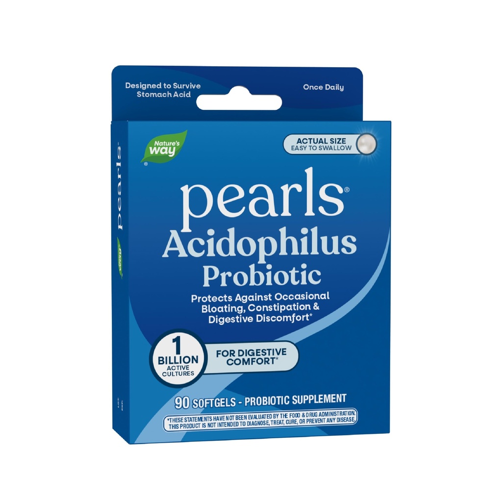Naturens sätt Probiotic Pearls Acidophilus, stöder Digestive Balance & Gut Health, minskar ockasionell förstoppning och uppblåsthet *, 1 miljarder kulturer, 90 Softgels