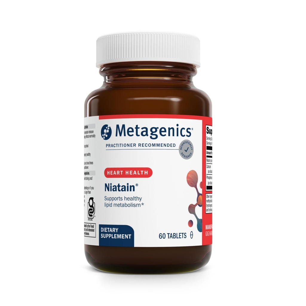 Metageenit Niatain Niacin B3-500 mg Nikotiinihappo, jonka jatkuva vapautuminen vähentää punastumista - tukee kolesterolia, energiaa, hermostoa ja kardiovaskulaarista terveyttä* - ei-GMO, gluteeniton - GMP Certifie