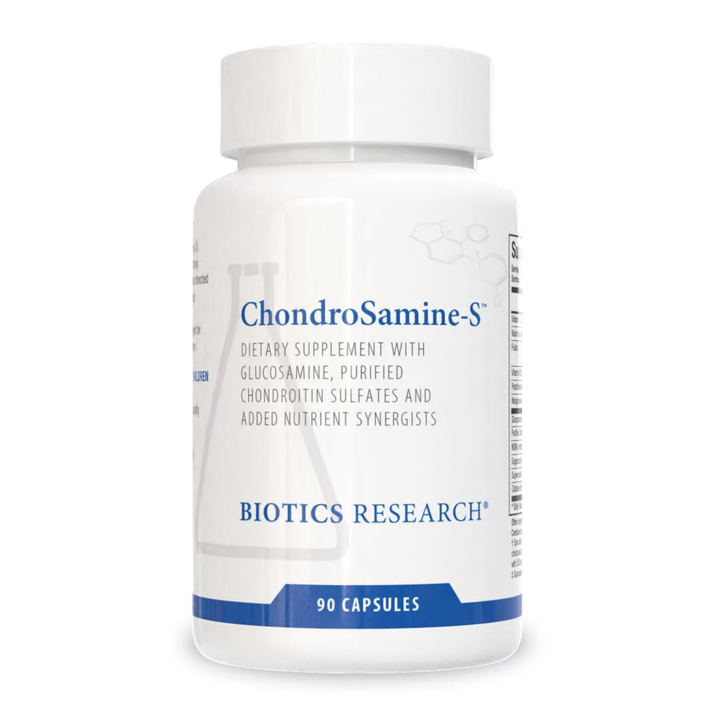 Biotics Research ChondroSamine S Comprehensive Joint and Connective Tissue Support, 600 Elemental Glukosamiini, MSM, C-vitamiini, Mangaani, Niasiini, Pantoteenihappo, Folaatti, B12, SOD, Catalase 90 Caps