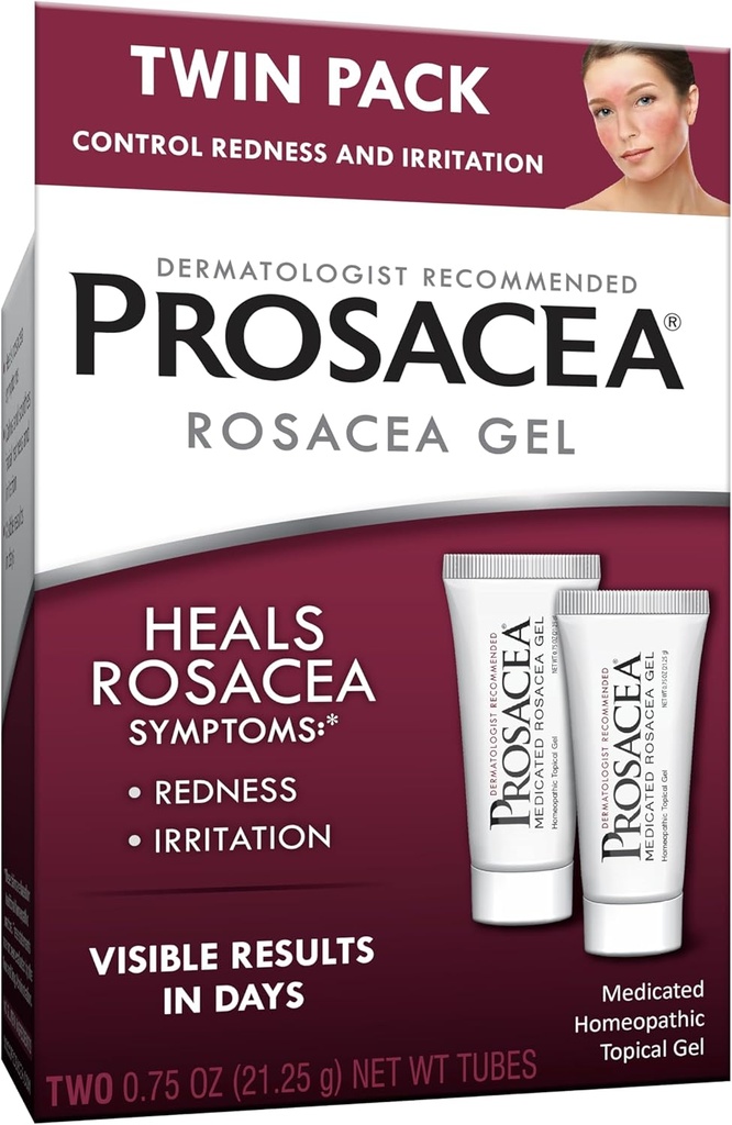 Prosacea - Lääkkeet Rosacea hoito kasvot - Parannukset Rosacea Oireet punertava, Pimples ja Ärsytys - Fragrance Free - Twin Pack - Kaksi 0,75oz Putket (1.5oz Yhteensä)