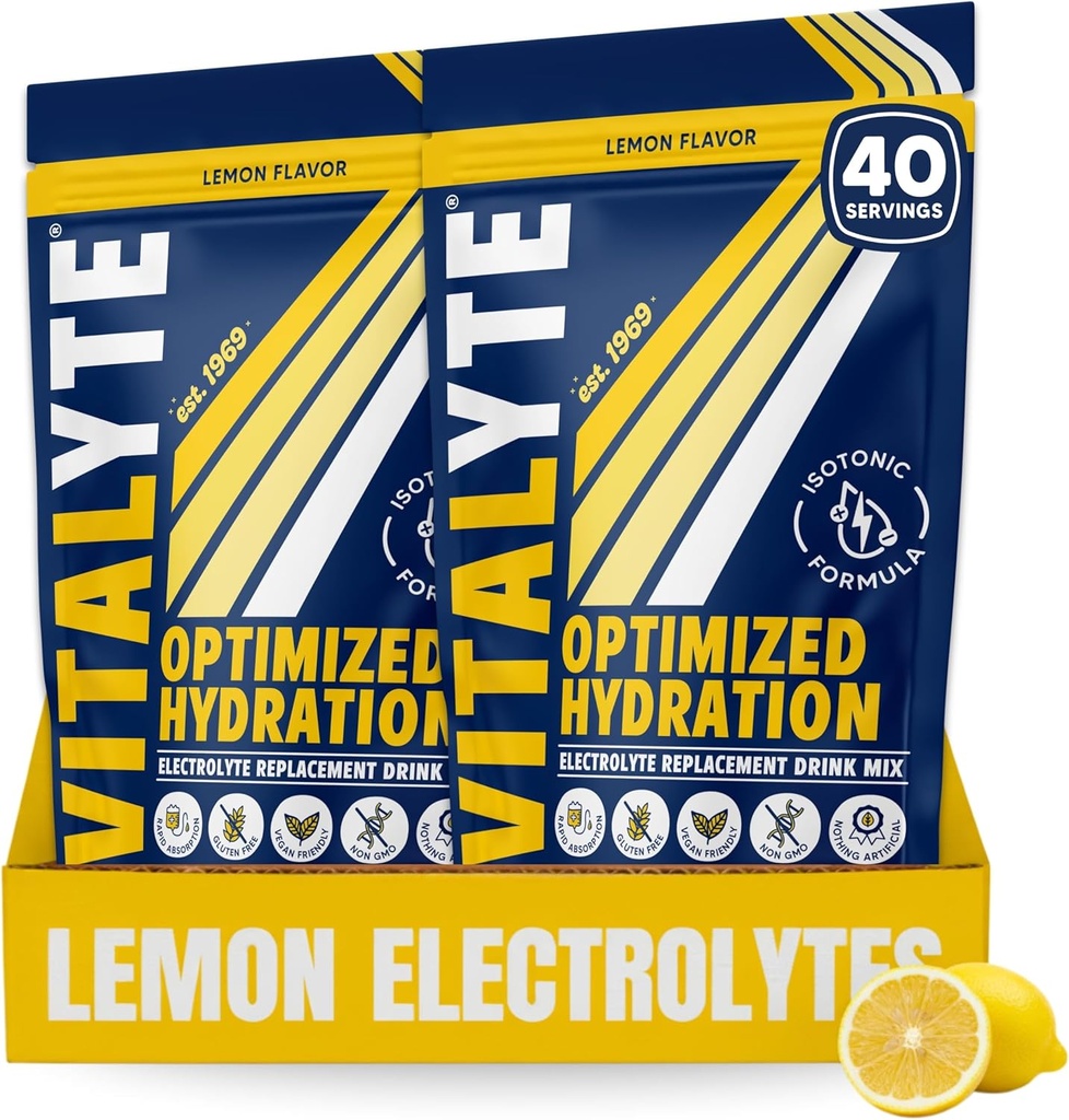 Vitalyte Electrolyte Powder Drink Mix, Isotonic Electrolyte Hydration Mix, Gluteenittomat Post Treenout Powder Mix, 2, 35 oz pakkaus. Jokainen, Lemon Flavor