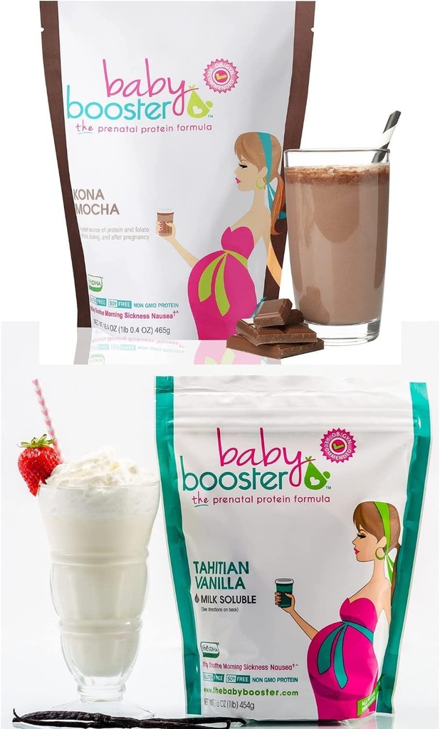 Vauva Booster Prenataali vitamiini Supplement Shakes, Kona Mocha ja Tahitian Vanilla