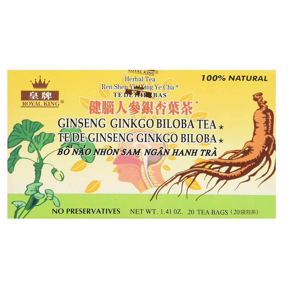 Royal King Ginseng Ginkgo Biloba tee (20 teepussia) - 3 laatikko pakkaus