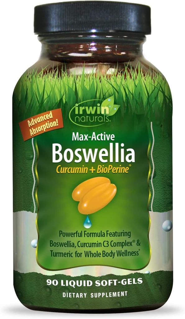 Irwin Naturals Curcumin Pro-Active - 90 Liquid Soft-Gels - Curcumin C3 Complex & Boswellia koko kehon hyvinvointi - Advanced Imeytyminen - 45 tarjoilut