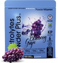 Electrolytes Powder Plus (50 portioner), 0 Calorie Keto, 0 Sugar, No Maltodextrin,1000mg Potassium,120mg Calcium,120mg Magnesium, Hydration Powder (50 portioner, Blueberry Grape)