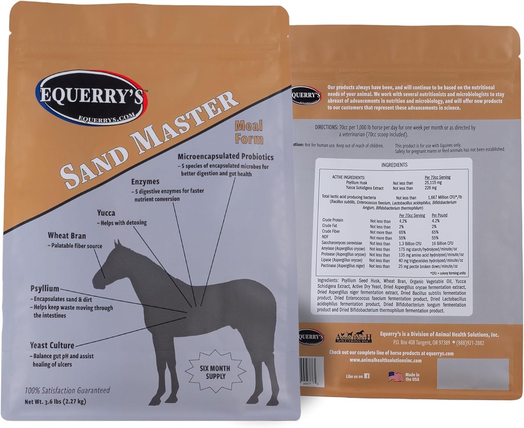 Equerry's Sand Master Horse Supplement - Tukee hiekan poistoa ja yleistä rakkuloiden terveyttä hevosten ...