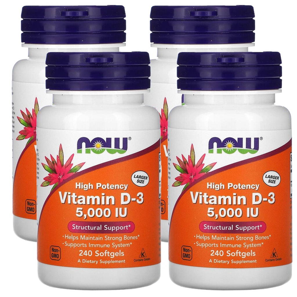 Now Foods Now Lisäravinteet, D-35 000 IU-vitamiini, korkea teho, rakennetuki*, 240 Softgels (4 pakkaus)