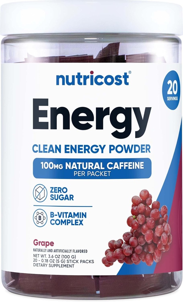 Nutricost Energy Complex Stickpack (20 tarjoilua) Rypäleen maku - Gluteeniton + ei-GMO