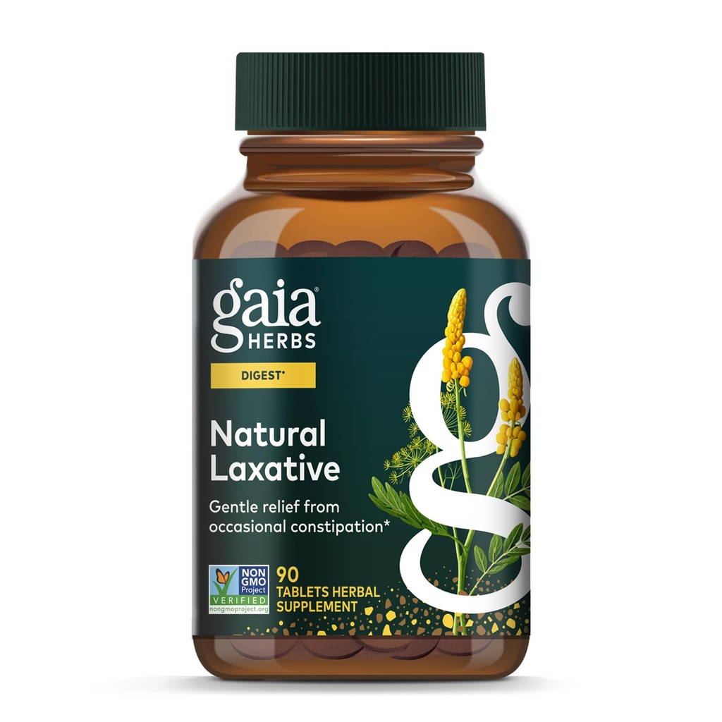 Gaia Yrtit Natural Laxative - Tukee Ummetus helpotusta aikuisille - kanssa Senna Leaf, Cape Aloe, Caraway, Voikukka & Fenoli - 90 tablettia (45 tarjoilua)