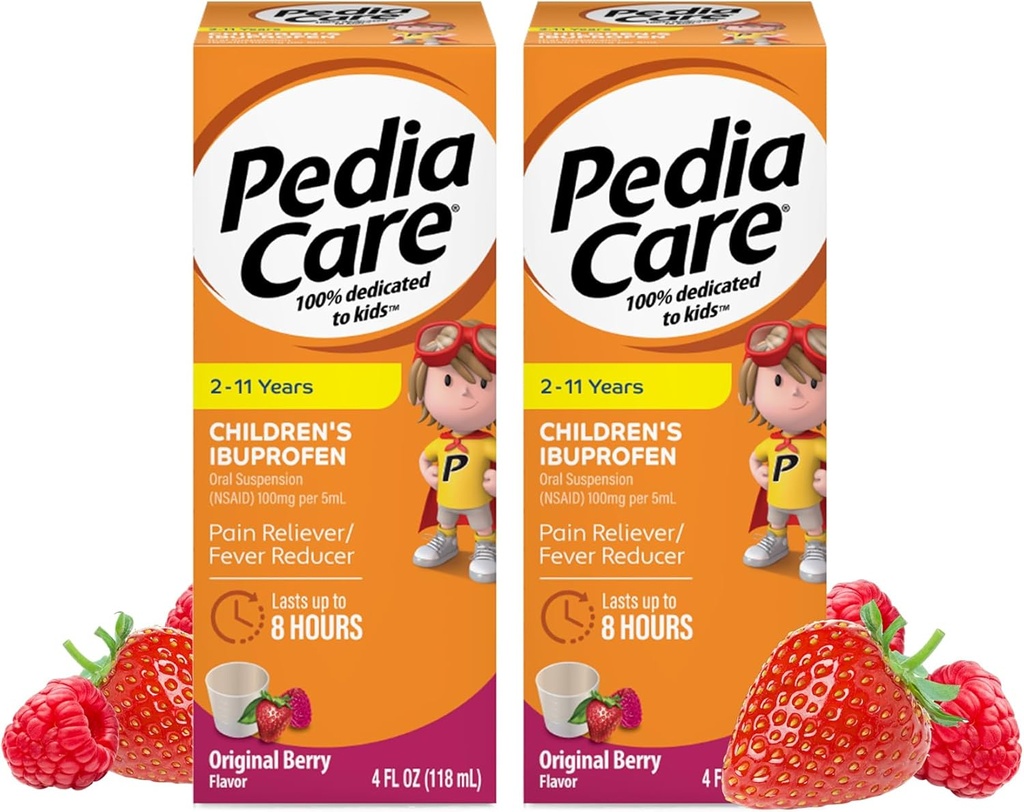 Lasten Ibuprofeeni Oral Suspension Liquid, Kids Pain Reliever + kuumeen aiheuttaja, ikä 2-11, Berry Flavor, 4 fl oz (2 pakkaus)