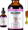 Liquid Collagen for Cats Iho ja turkki täydentää kissat Collagen for Cats Tuki kutina Relief, Joint Health Cat Collagen Drop kanssa allergies, naudan kollageeni, C-vitamiini, Biotiini, MSM 2 fl.oz