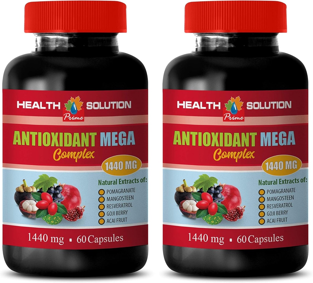 antioksidanttikompleksi täydentää - ANTIOXIDANT MEGA COMPLEX 1440 MG - mangostaniuute, antioksidanttiravinteet, karpalo granaattiomena mangostani, detox ja puhdistaa 2 pullot 120 kapselia