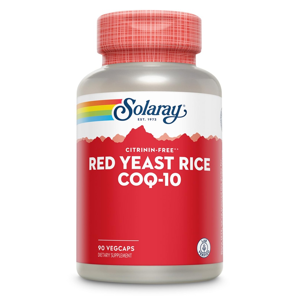 SOLARAY Red Yeast Rice Plus CoQ-10 & No-Flush Niacin B-3 -vitamiini, terve sydän- ja verisuonihoito, ei-inir-säteilyä & Citrin ilmaiseksi, 60 päivän rahat takaisin-takuu, 90 tarjoilua, 90 VegCaps
