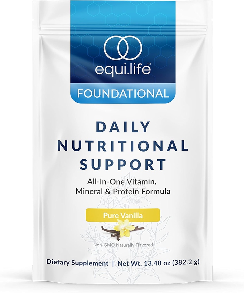 Equilife Daily Nutritional Support, All-in-One Multivitamin Meal Replacement, Pure Vanilla Flavor, 15G Plant Protein, stöder övergripande Wellness Inklusive energi, Digestion, & Skin, 14 portioner