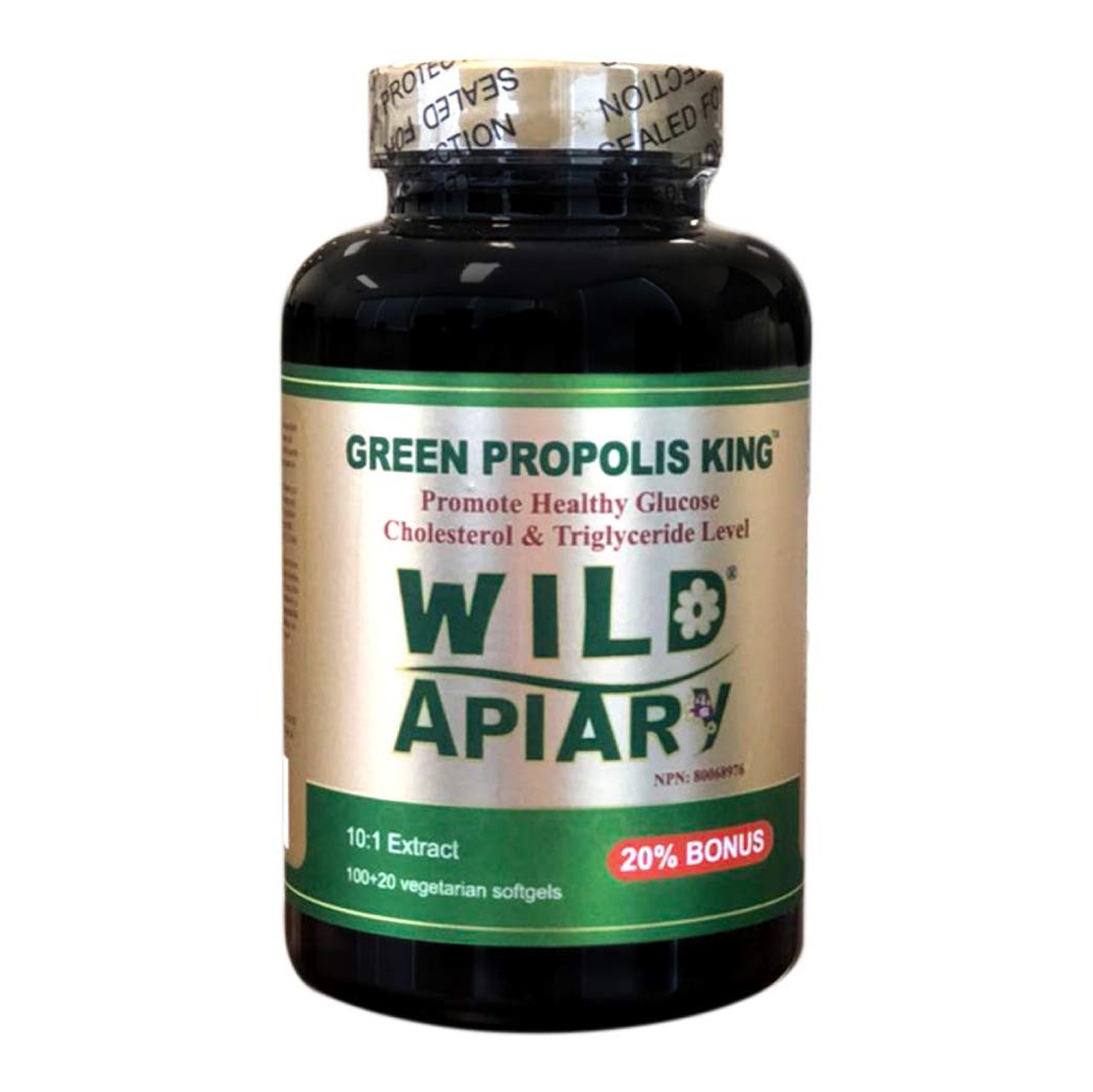 Wild Apiary Brasilialainen Green Bee Propolis King Kasvissyöjä Softgel 120 geeliä - Ei alkoholi, Vahaton, Sokeriton