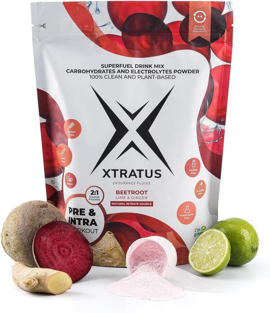 Beetroot (Nitrate) Lime och Ginger - Superfuel Sports Drinkpulver med kolhydrater och mineraler. Naturlig källa till Nitrat. Nitric Oxide. Pre och intra utbildning. 35,27Oz.