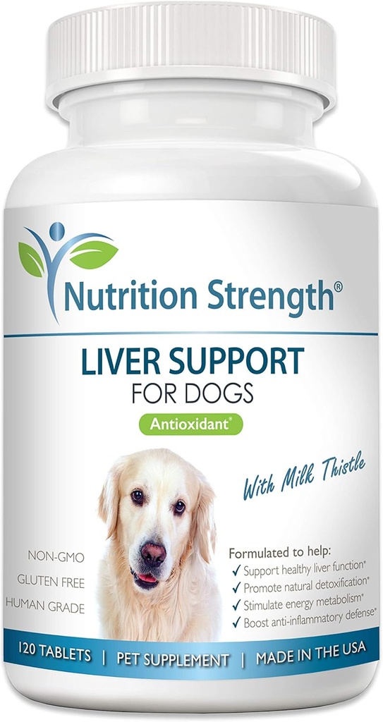 Liver Support för hundar för att främja naturlig avgiftning, med mjölk Thistle för hundar, Dandelion Root, Yellow Dock, Nettle Root, St John's Wort & Coenzyme Q10, 120 Chewable Tablets
