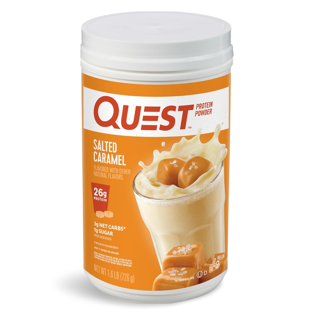 Quest Nutrition Salted Caramel Protein Powder, 26g Protein, 1g Sugar, Low Carb, Gluten Free, 1,6 pund, 24 portioner