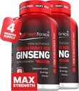 Herbtonics Korea Red Panax Ginseng 1500mg - Energy Supplement for Peak Performance, Focus & Vitality - High Potency Ginseng juuriuute - 240 vegan kapselit