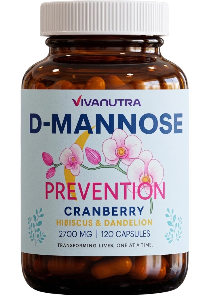 Cranberry D Mannose kapselit D Mannoosi karpalo, Hibiscus & Voikukka, 2000 mg/päivä Tuet virtsatie terveys & mukavuus 120 kasviskapselit