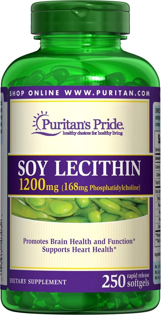 Puritans Pride Soy Lecithin 1200 mg 250 Rapid Release softgels