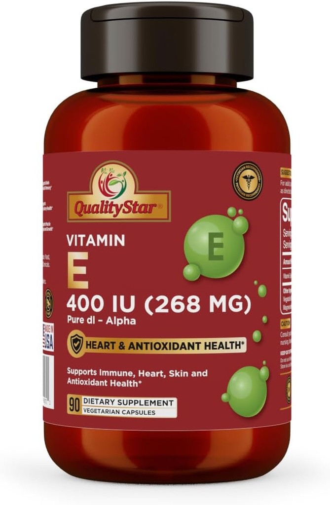 Vitamin E kapslar för immun, hjärta, hud och antioxidant hälsa - 100% Vegan när dagliga kapslar 90 kapslar av 400 IE (268 mg)