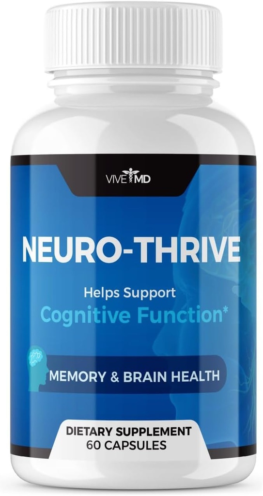 VIVE MD Neuro Thrive Brain Supplement - Virallinen Formula - Neuro Thrive PQQ, Neuro Thrive - Extra Strength Ginkgo Biloba Extract, Siperian Ginseng Extract - (60 kapselia)