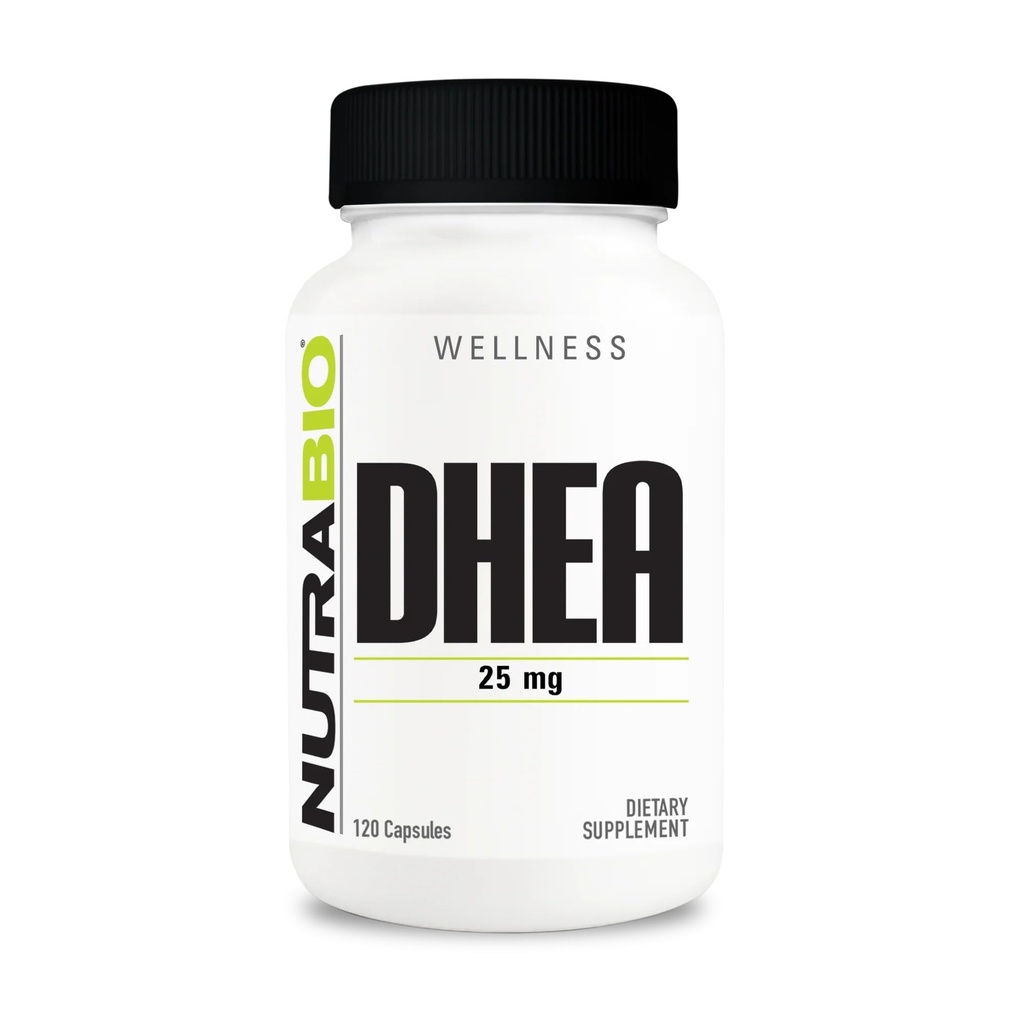 NutraBio DHEA täydennysosa miehille ja naisille- DHEA (25 mg) 120 kapselia
